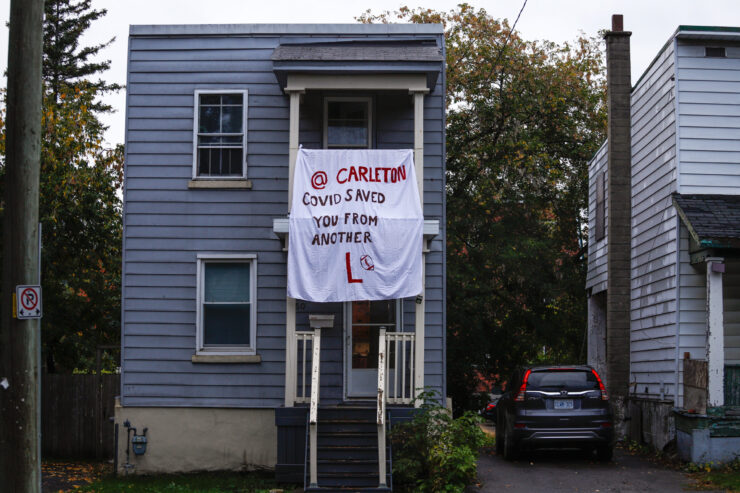 A sign insulting Carleton