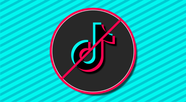 The TikTok logo with a ban circle around it