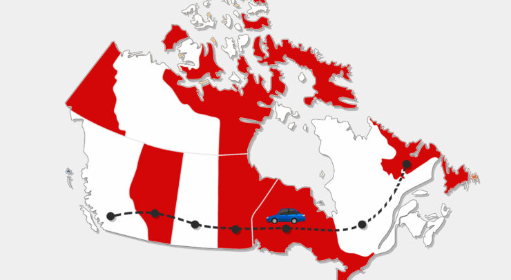 a car travelling across Canada