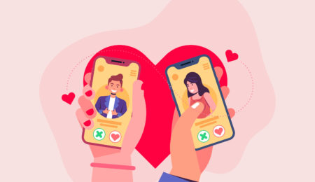 Two people swiping on dating apps
