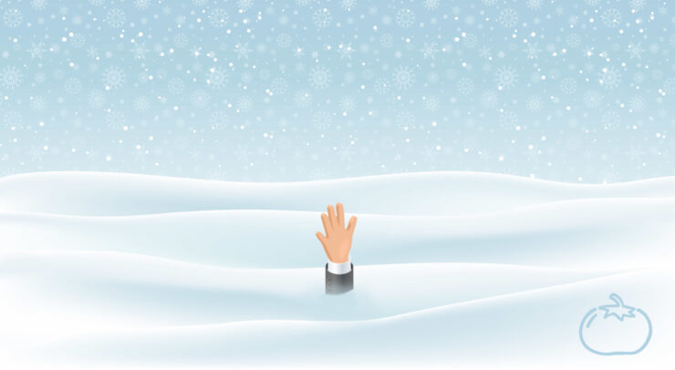 A person drowning in snow