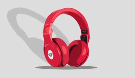 Graphic of headphones with the U of O Gee Gees logo