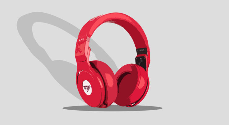 Graphic of headphones with the U of O Gee Gees logo