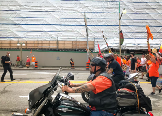 Dozens of motorcyclists led the march to Parliament Hill.