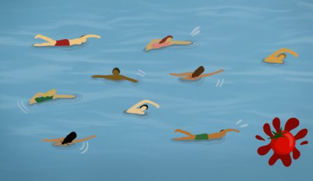 Animated characters swimming
