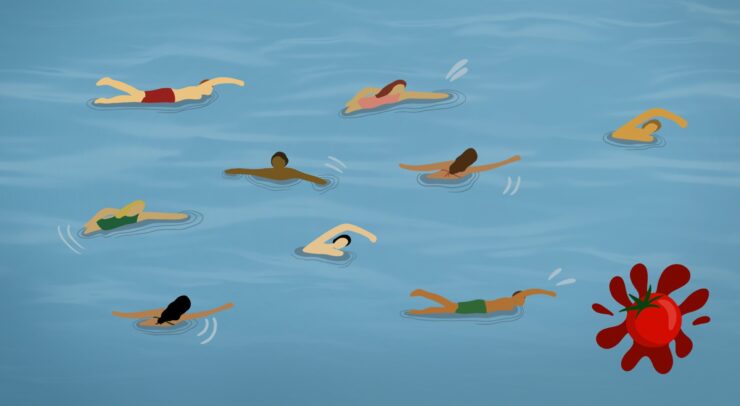 Animated characters swimming