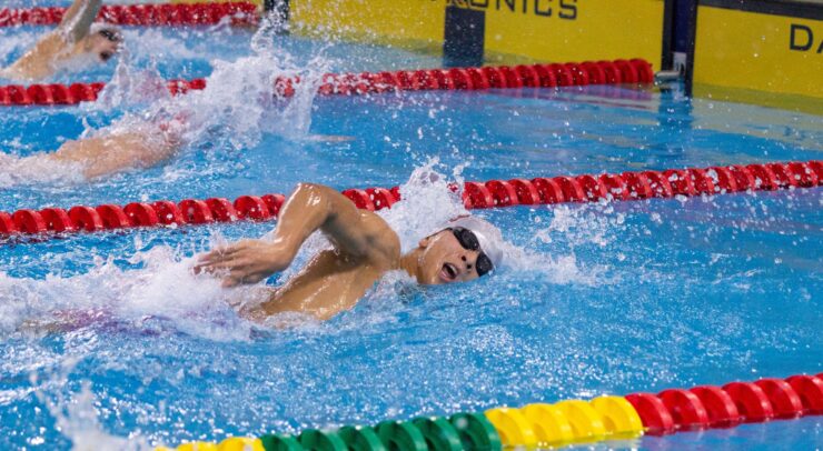 Allan Zheng in the pool