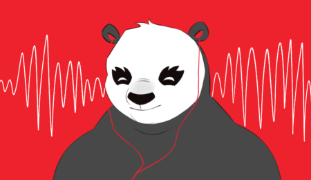 Pedro the Panda listening to banging tunes