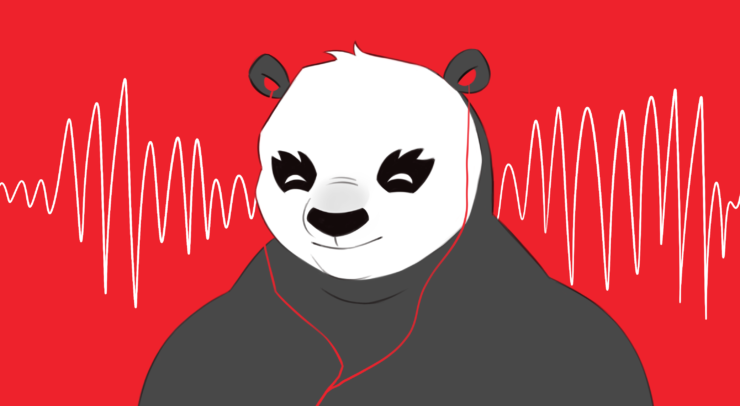 Pedro the Panda listening to banging tunes