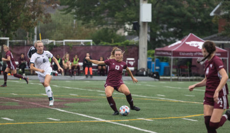 GeeGees women's soccer on the field.