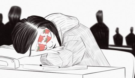 Tomato — drawing of student asleep in lecture