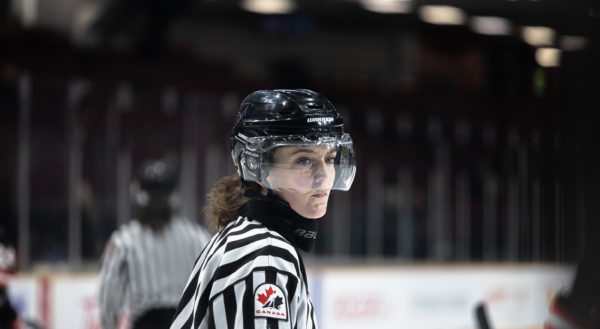 Referee on the ice.