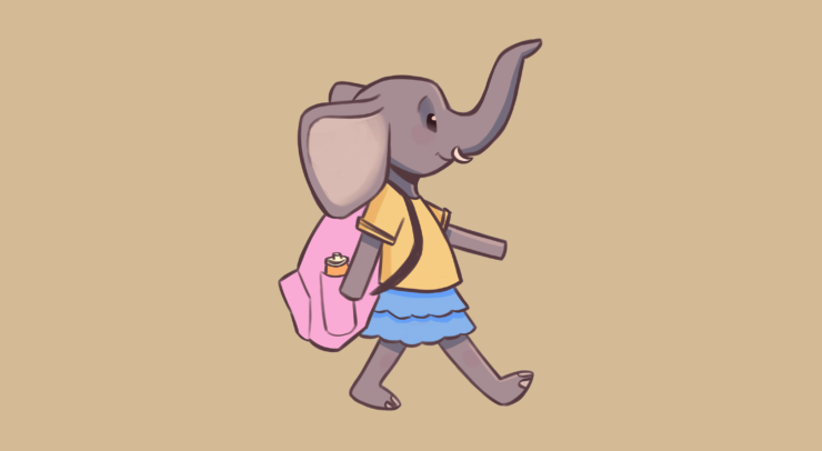 Elephant goes to school