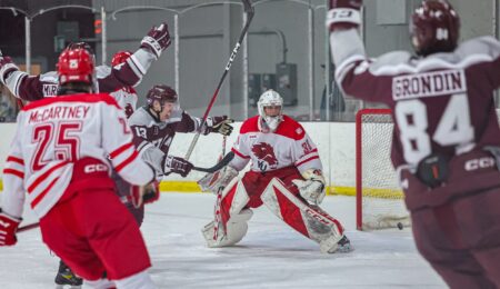 gee-gees celebrate after scoring overtime goal