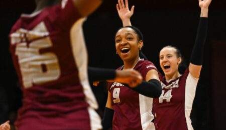 Gee-Gees celebrate after winning point