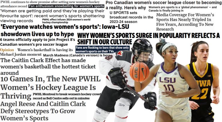 headlines about women's sports graphic