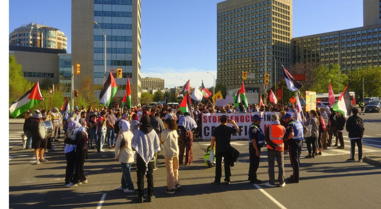 protest on Nicholas Street