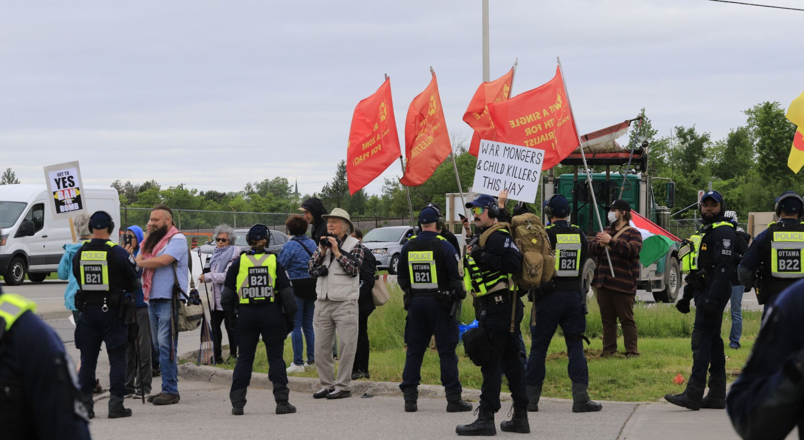 police and protesters