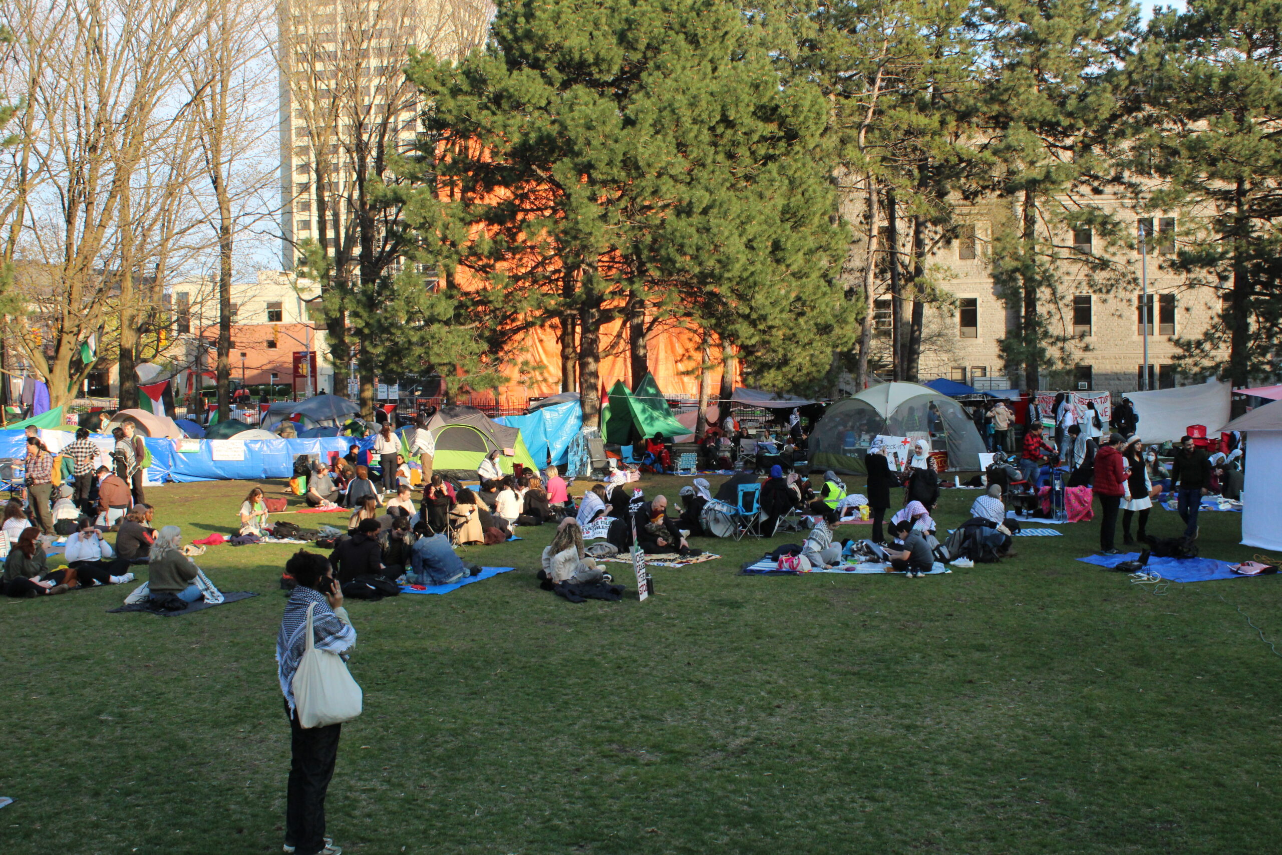 wide shot of protestors