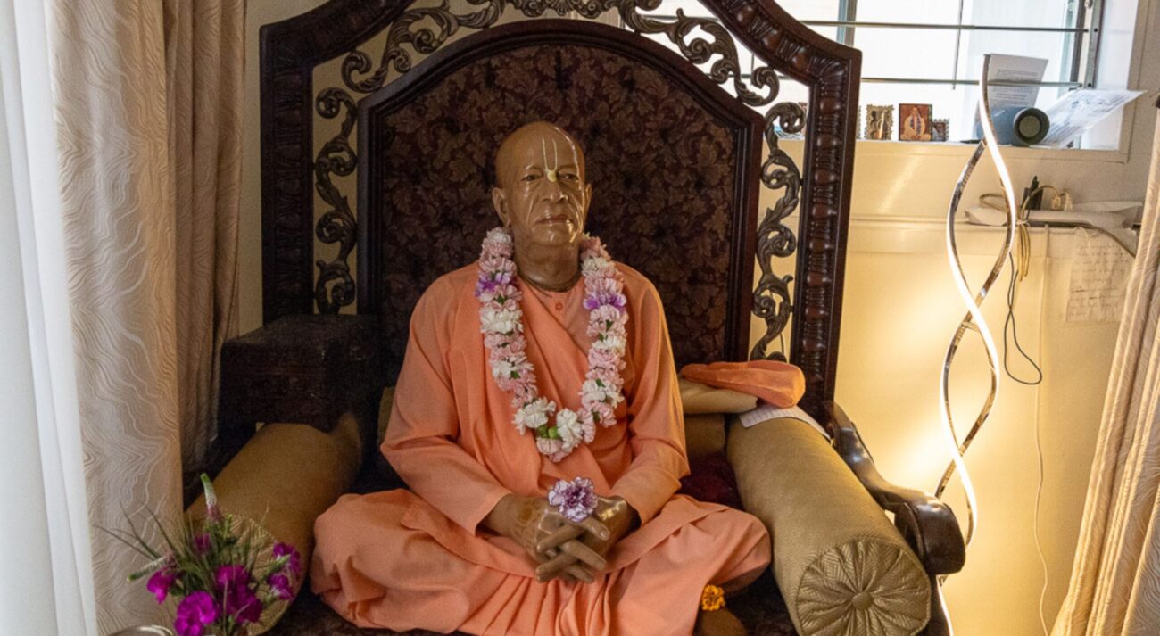 Idol of His Divine Grace A. C. Bhaktivedanta Swami Prabhupāda at the ISKCON temple