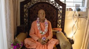 Idol of His Divine Grace A. C. Bhaktivedanta Swami Prabhupāda at the ISKCON temple