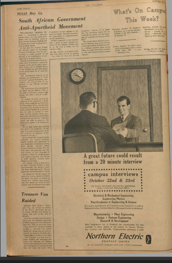 Fulcrum newspaper article from 1963